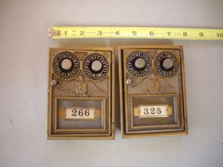 10 Vintage Corbin Brass Eagle Post Office Box Doors W/glass 5 " X 3 - 5/8 "