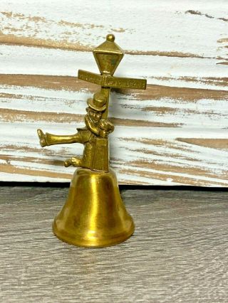 Vintage Orleans Brass Bell With Drunk Man On Lamp Post - Bourbon Street
