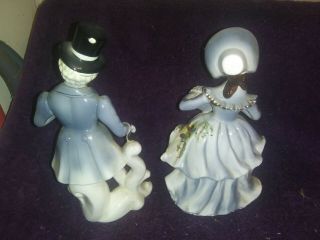 Vintage Porcelain L&M Lipper & Mann Figurine Lady in Dress with Bonnet & Man 3