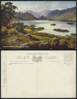 Derwentwater From Castle Head Old Postcard E H Thompson