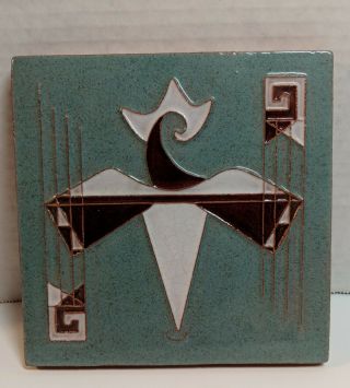 Vintage Clay Tile Spanish Mid Century Modern Stylized Bird 2