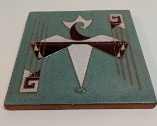 Vintage Clay Tile Spanish Mid Century Modern Stylized Bird 3