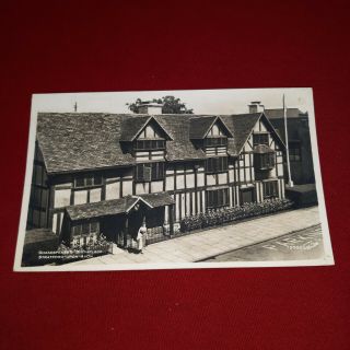 Rare Vintage Shakespeare`s Birthplace Stratford - Upon - Avon Real Photo Postcard