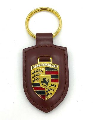 Porsche Vintage Official Reu Keyring Key Chain 911 Sc Carrera 928 924 356 Brown