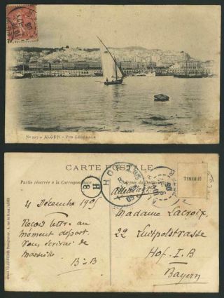 Algeria 1905 Old Postcard Alger General View Vue Generale,  Sailing Boat Panorama