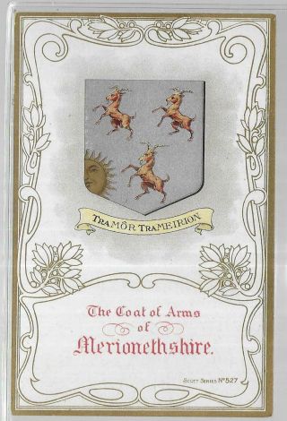 The Coat Of Arms Of Merionethshire - Old Unposted Postcard