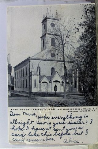 York Ny Long Island Jamaica Presbyterian Church Postcard Old Vintage Card Pc
