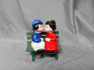 Vintage Kissing Couple On A Bench Salt And Pepper Shakers