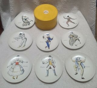Set Of 8 Vintage Piero Fornasetti Milano Maschere Porcelain Coasters