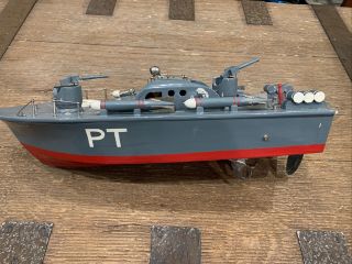 Vintage Rare 1950s Ito Japan Pt Boat Battery Operated Wooden Model Boat