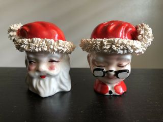 1950s Vintage Kreiss Japan Mr & Mrs Santa Claus Christmas Salt & Pepper Shakers