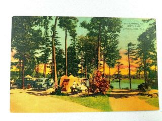 Vintage Postcard Camping At North Lake Catskill Mountains Ny