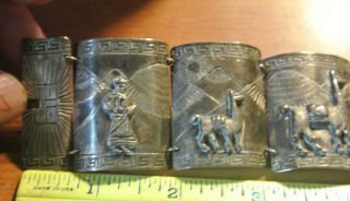 Vintage Peruvian Sterling Silver Story - Teller Panel Cuff Bracelet With Llama Jf