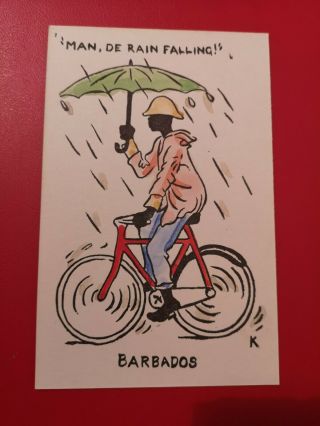 Vintage Postcard - Man De Rain Falling,  Barbados - Early 1900 