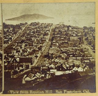 1870s San Francisco California Birds - Eye - View Stereoview Photograph Russian Hill