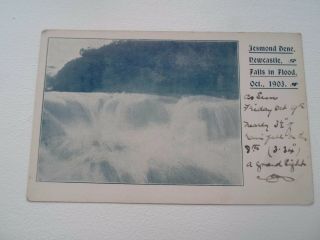 Vintage Postcard Jesmond Dene Newcastle Falls In Flood October 1903 §g269