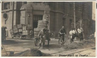 Workers With Carts On Street In Osaka Japan Vintage Occupational Travel Snapshot