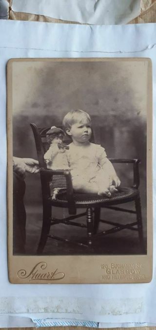 Antique Cabinet Card,  Real Photo,  A Lovely Child From Glasgow,  1880s,  1889