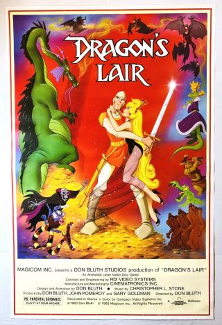 Rare Vintage 1983 Dragon’s Lair Video Game Arcade Promo Poster 80’s