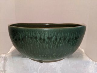Rare Vintage Bennington Pottery 2180 Green Agate 14 " Salad/fruit Bowl
