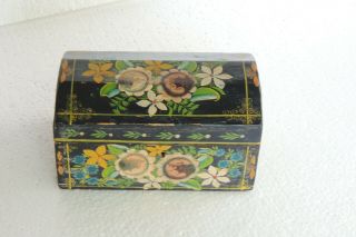 Vintage Hand Made Mexico Box Hinged Chest Small Folk Art Wood 7 " X 5.  5 " Tall