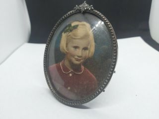 Antique Metal Frame With Picture Of Child 80x70mm