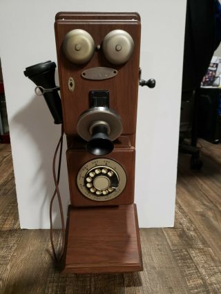 Vintage Western Electric Wooden Hand Crank Wall Hanging Rotary Telephone