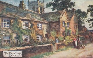 Old Postcard Artist Signed Jotter Derbyshire Eyam Plague House Tuck F8