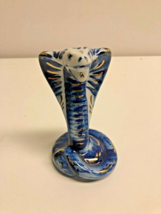 Gzhel White And Blue " Cobra Snake " Porcelain Figurine