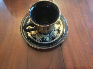 Vintage V.  Spithas Fine China Tea Cup Black & Gold Plated Small