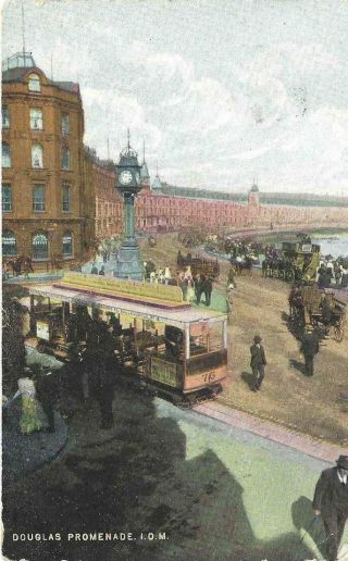Old National Series Postcard 1907 - Isle Of Man - Douglas Promenade Tram