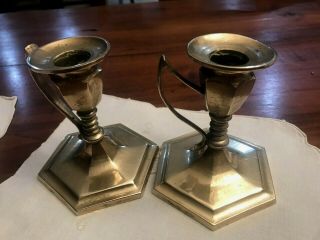 Solid Brass Candle Holders Chamber Style Set Of 2 (b4)
