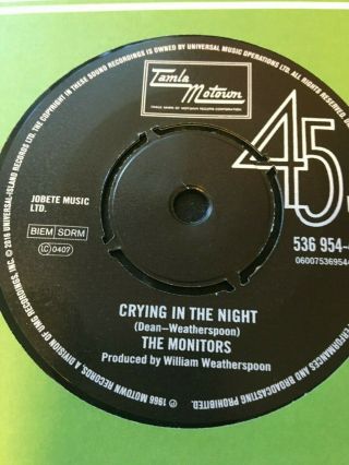 Monitors - Crying In The Night B/w The Spinners - - Northern Soul/motown 45