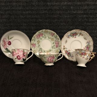 Vintage Estate Find 3 Tea Cups And Saucers - Occupied Japan