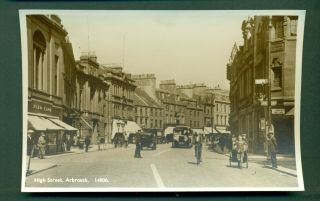 Arbroath,  High Street With Shops & Traffic,  Vintage Postcard