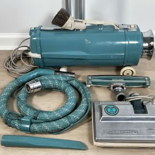 Vintage Electrolux Model L Teal Blue Vacuum Cleaner W/ 50th Jubilee Power Nozzle