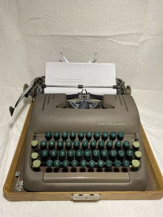 Vintage 1950’s Smith - Corona Silent Typewriter Green Keys & Portable Case