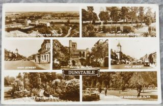 Postcard Rp Bedfordshire Dunstable Multi View 7 Old Real Photographs
