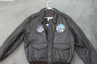 Vintage Avirex A - 2 Bomber Leather Pilot Jacket With Blood Chit Patches Sz 48l