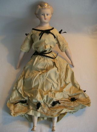 Vintage Lovely 17 " Emma Clear 49 Signed Parian Style Gilded Feather Bisque Doll