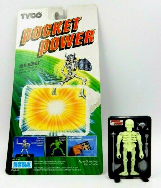 Vintage 1988 Tyco Pocket Power Sega 1420 Glo - Bones Glow In The Dark Skeleton
