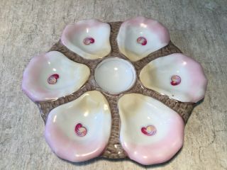 Antique Carl Tielsch Design Oyster Plate With Pink Wells And R Mark Registration