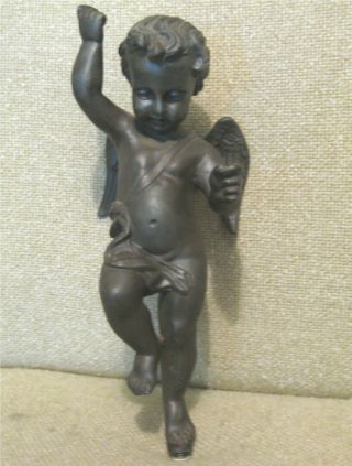 Antique Winged Cupid Figure For Victorian Figural Table Lamp 11 " Tall