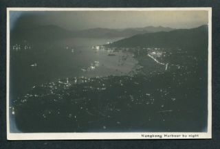 Old China Hong Kong Postcard - @ Hong Kong Harbour By Night @ @