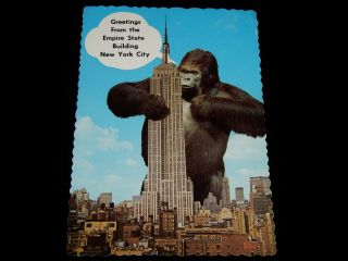 Vintage Postcard,  York City,  Ny,  " Greetings From Empire State Bldg,  King Kong