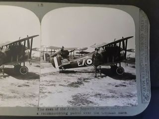 WW1 MILITARY /AVIATION SOPWITH CAMEL and Pilot,  on stereoscopic view card,  Rp. 2