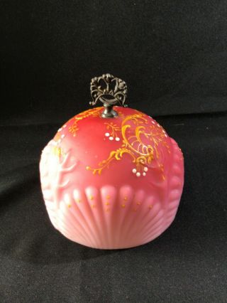 Victorian Pink Satin Glass Shell And Seaweed Butter Dome