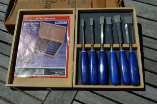 Vintage Set Of 6 Marples Blue Chip Bevel Edge Chisel Set