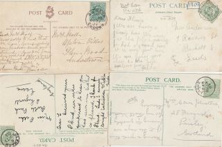 A Northern Ireland 4 Old Antique Postcards Ulster Irish Stamps Postmarks