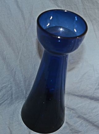 Antique Danish Cobalt Blue Glass Hyacinth Bulb Vase 8.  25 " High